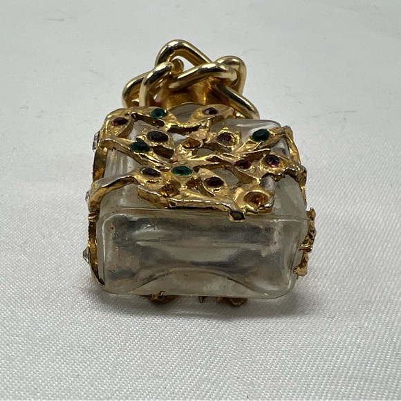 Glass Miniature Perfume Bottle Pendant Art Glass Ornate - Picture 5 of 6